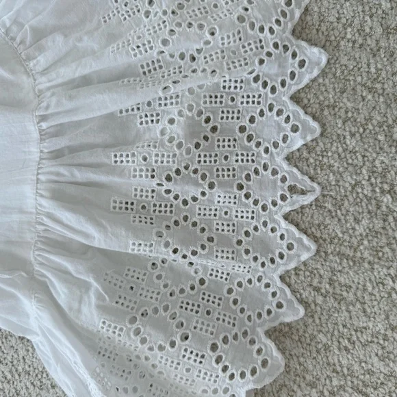 Zara White Eyelet Ruffle Top - Picture 6 of 10
